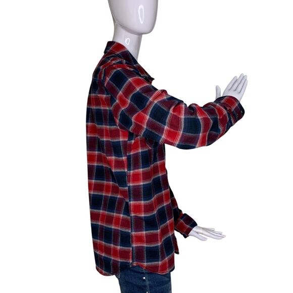 Vans Unisex Collared Long Sleeve Button Down Plaid Red and Blue Shirt Size - Picture 4 of 12